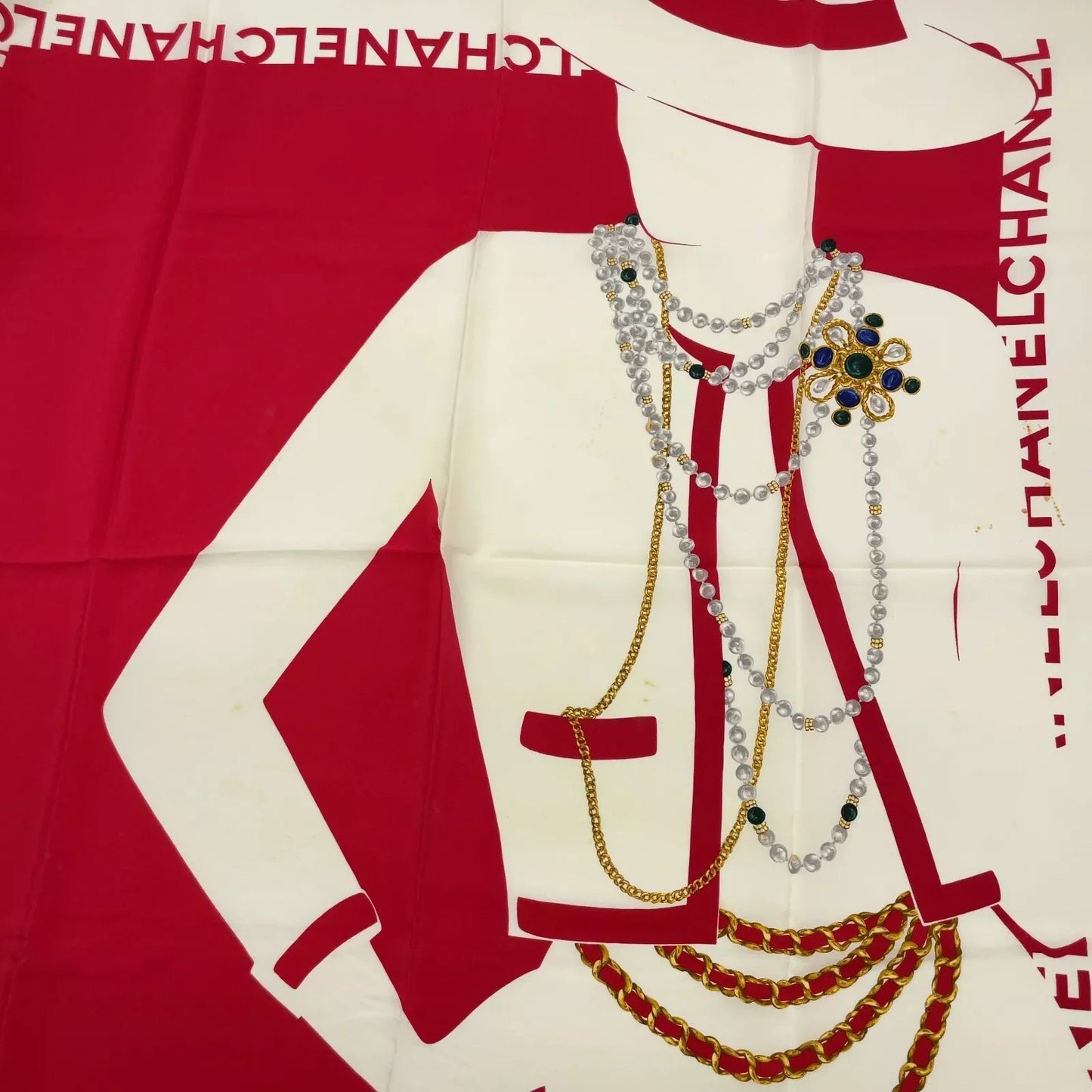 CHANEL Mademoiselle silhouette Silk Scarf W/Paper Case