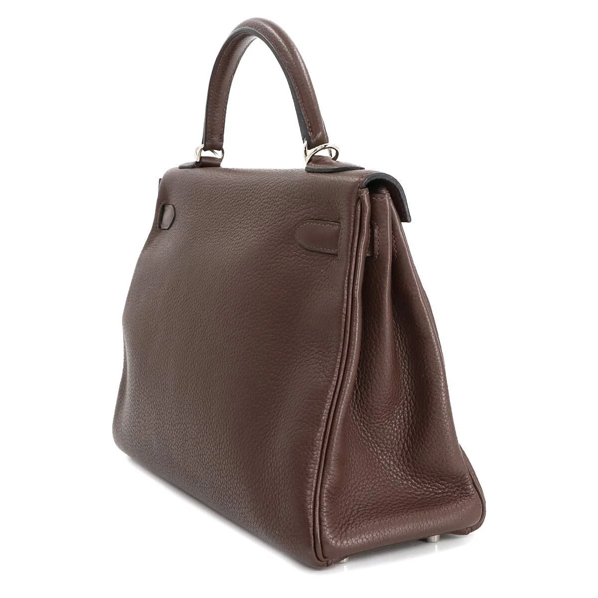 HERMES Kelly 32 Hand Shoulder Bag Taurillon Clemence Cacao Purse