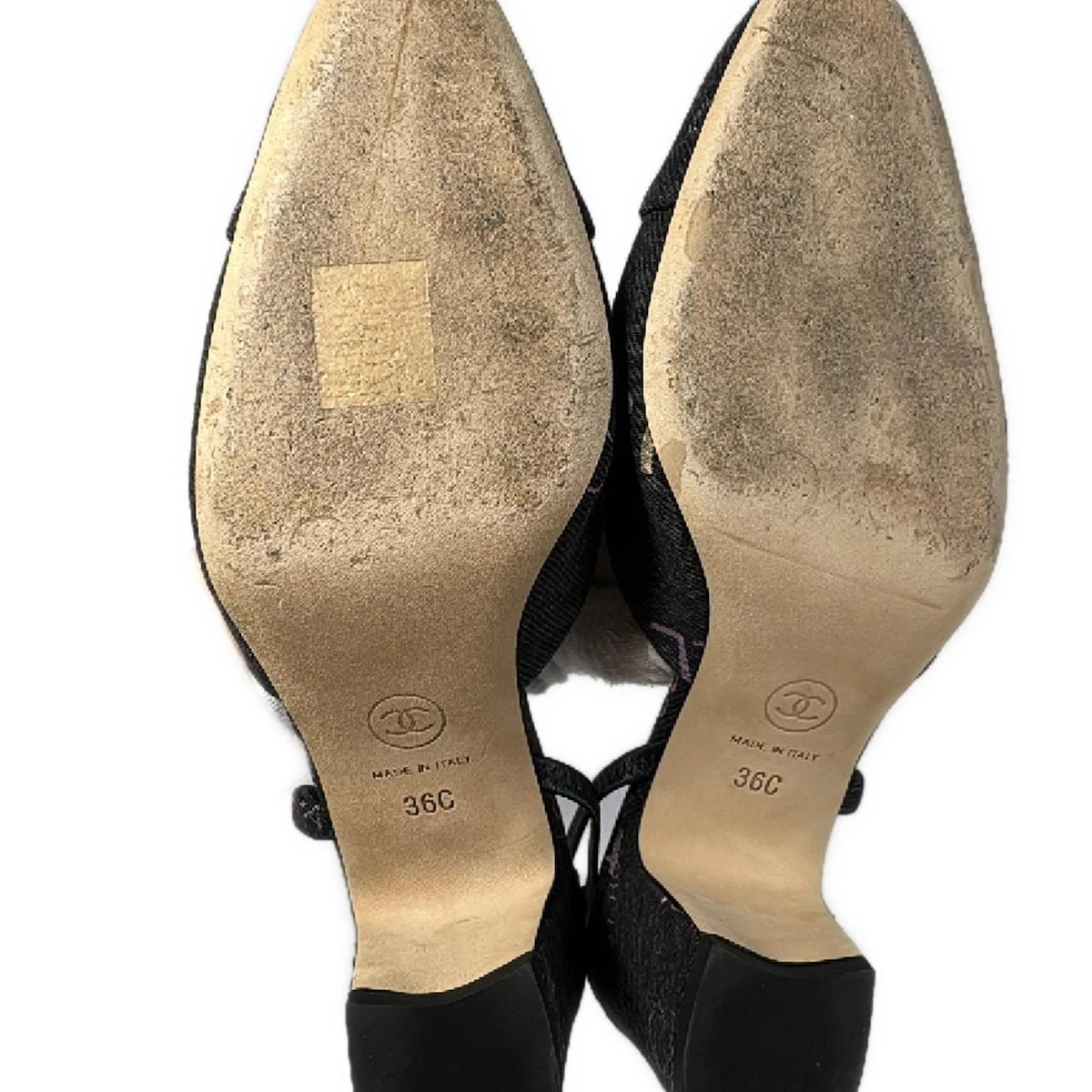 CHANEL Dark Gray Multi Denim Women's Sandals