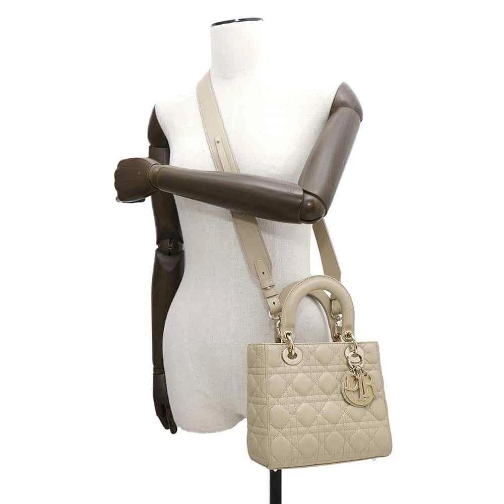 Dior Lady Dior MY ABC DIOR 2-Way Handbag Size Small Lambskin Beige