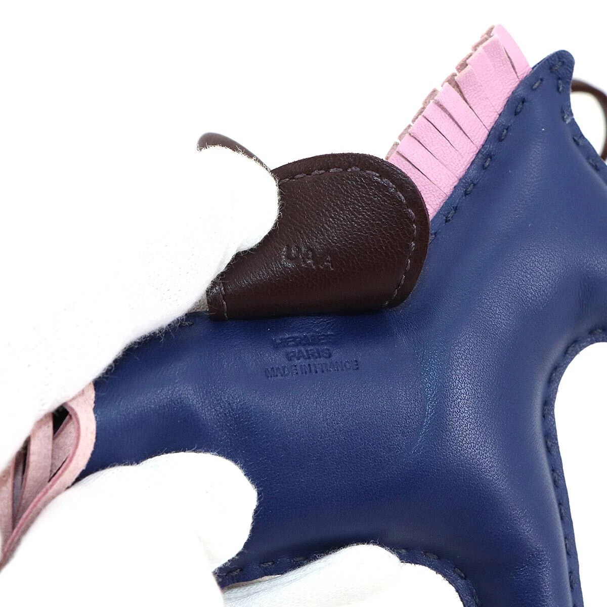 HERMES Rodeo MM Bag Charm Agneau Milo Bleu Saphir Mauve Sylvestre
