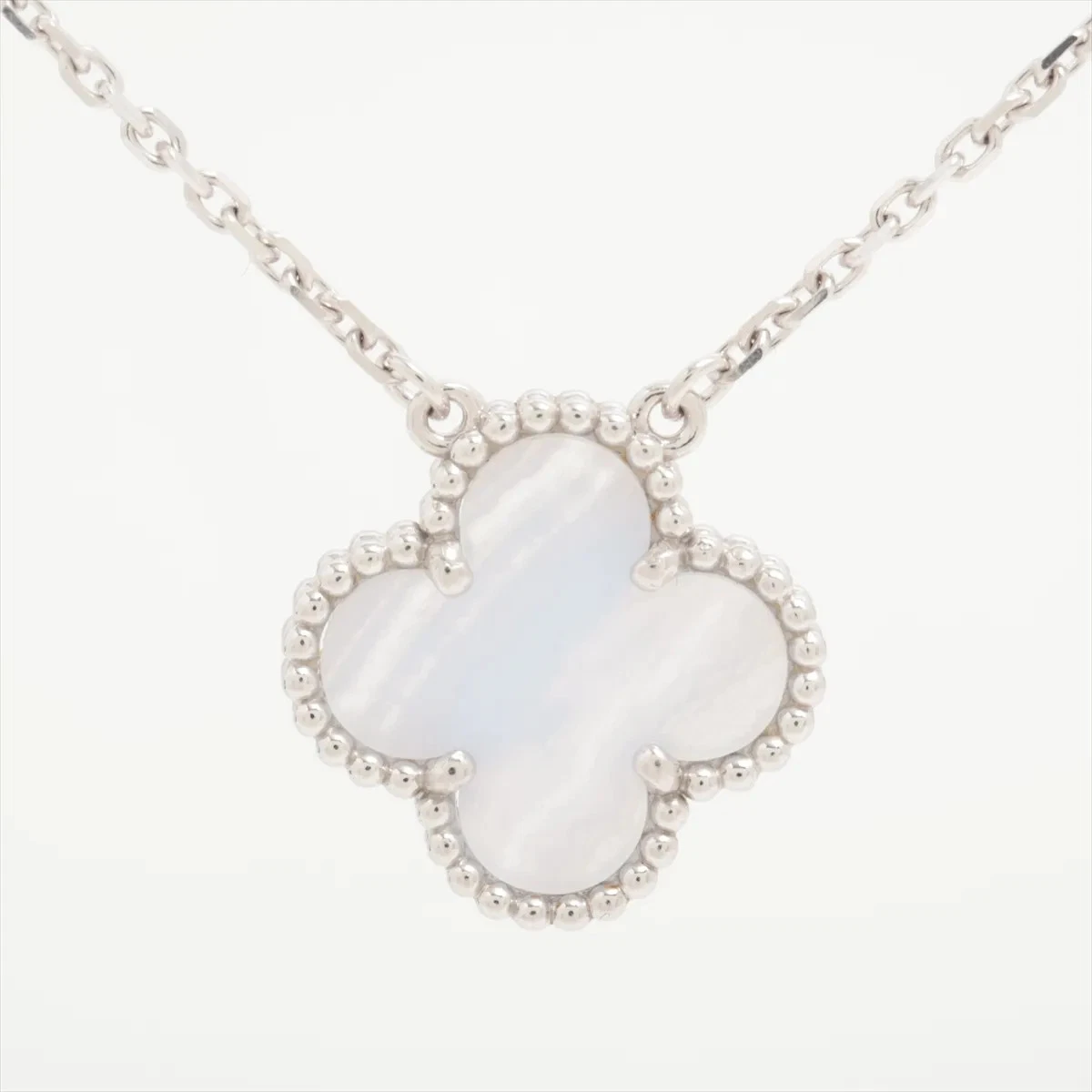Van Cleef & Arpels Vintage Alhambra Chalcedony Necklace 750(WG) 5.4g