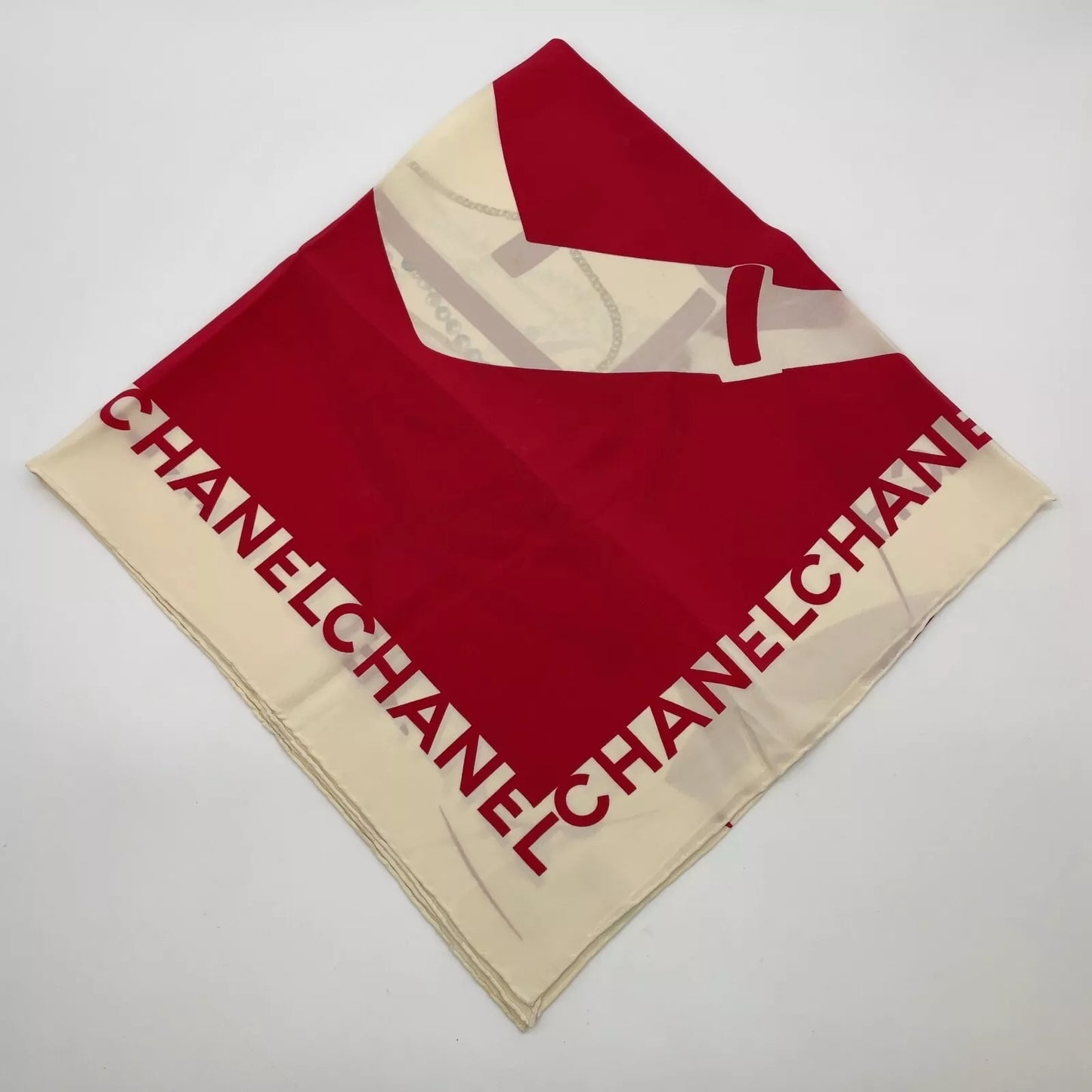 CHANEL Mademoiselle silhouette Silk Scarf W/Paper Case