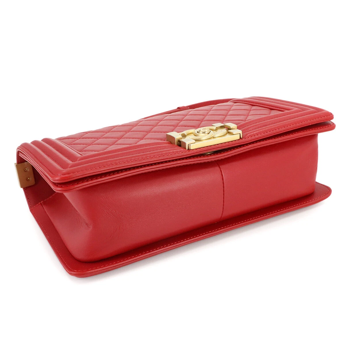 CHANEL BOY CHANEL Chain Shoulder Bag Leather Red Purse