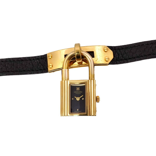 HERMES KELLY Watch Quartz Black Dial Leather Ladies Watch