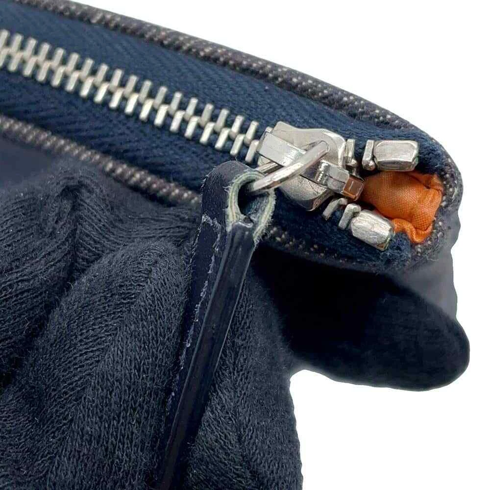 CHANEL Deauville Clutch Bag Denim Navy Orange