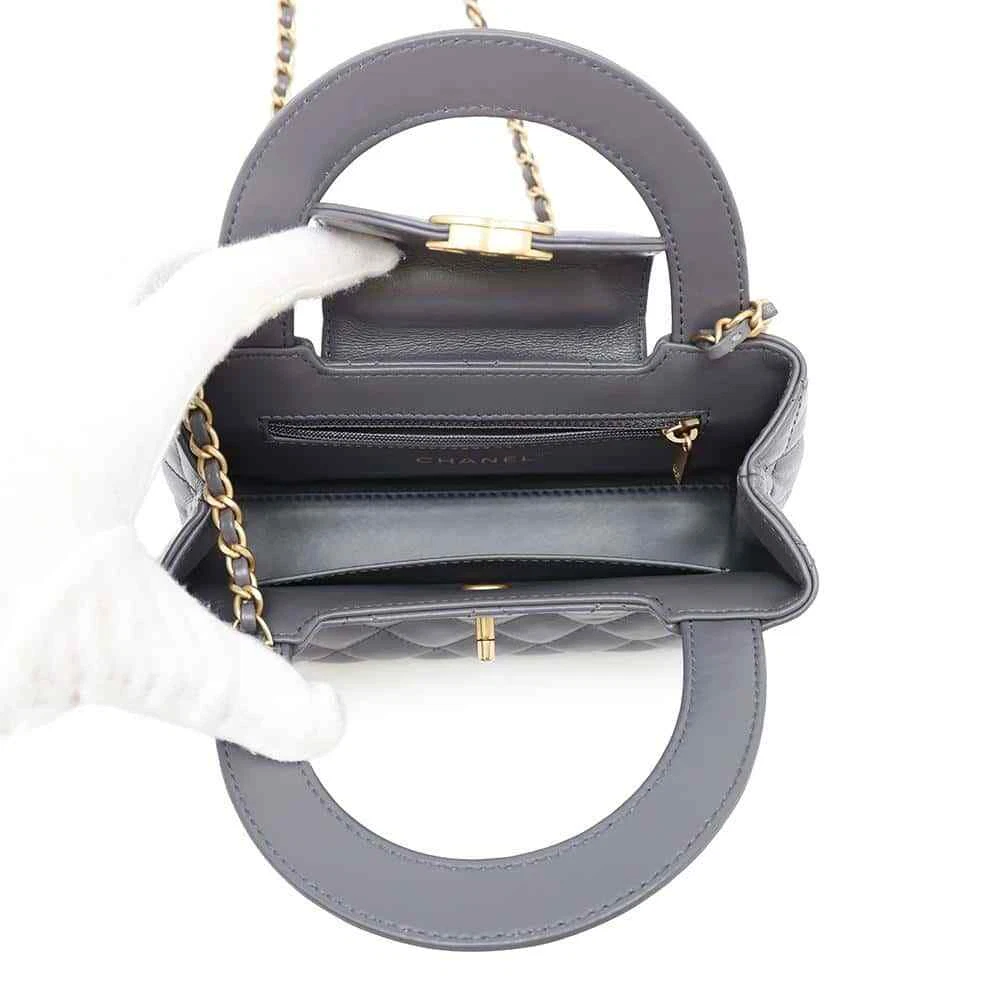CHANEL Mini Shopping Bag Size Mini Calf Leather Gray