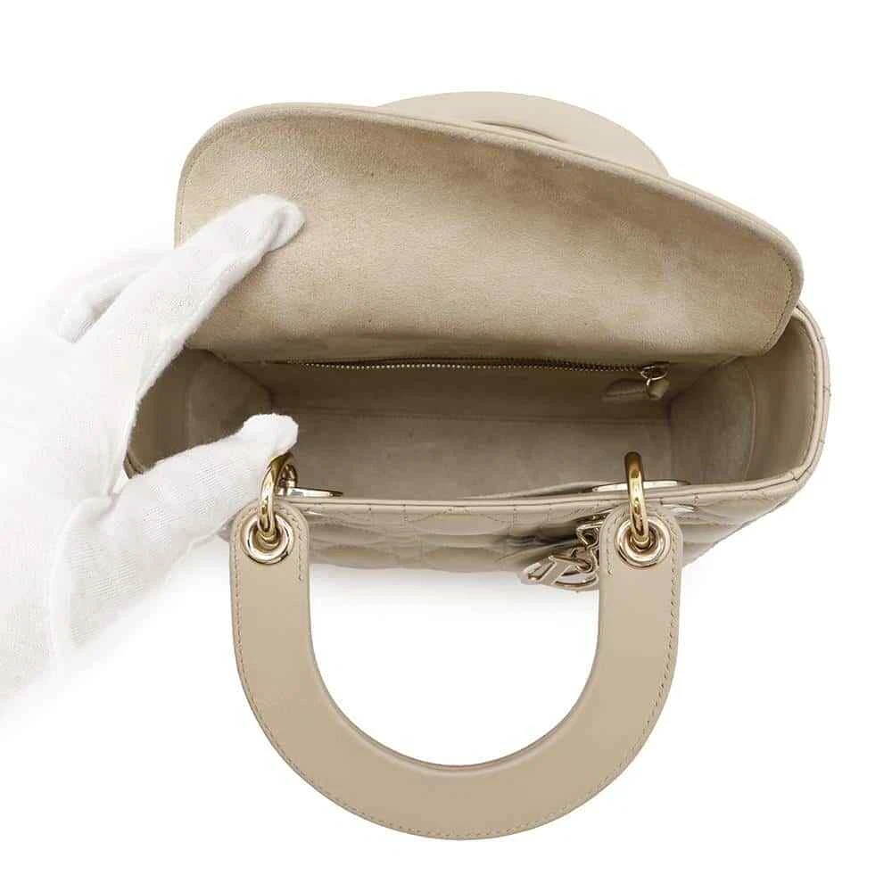 Dior Lady Dior MY ABC DIOR 2-Way Handbag Size Small Lambskin Beige