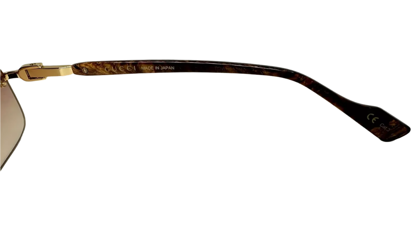 Gucci Sunglasses GG 1221S 004 Gold with Red Gradient Logo Lens