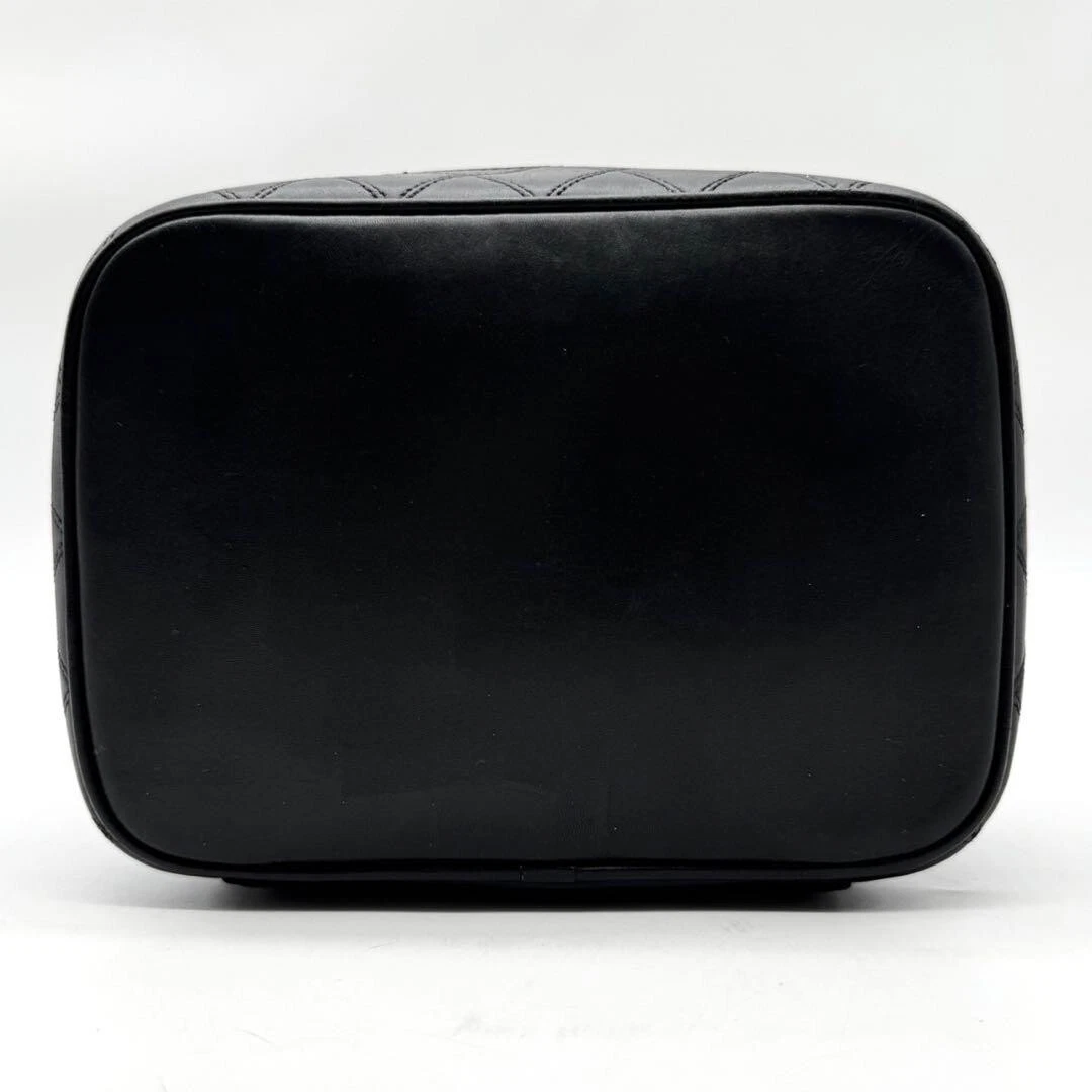 Chanel MATRASSE Vanity Bag Coco Mark Bicolore Lambskin Black Women’s