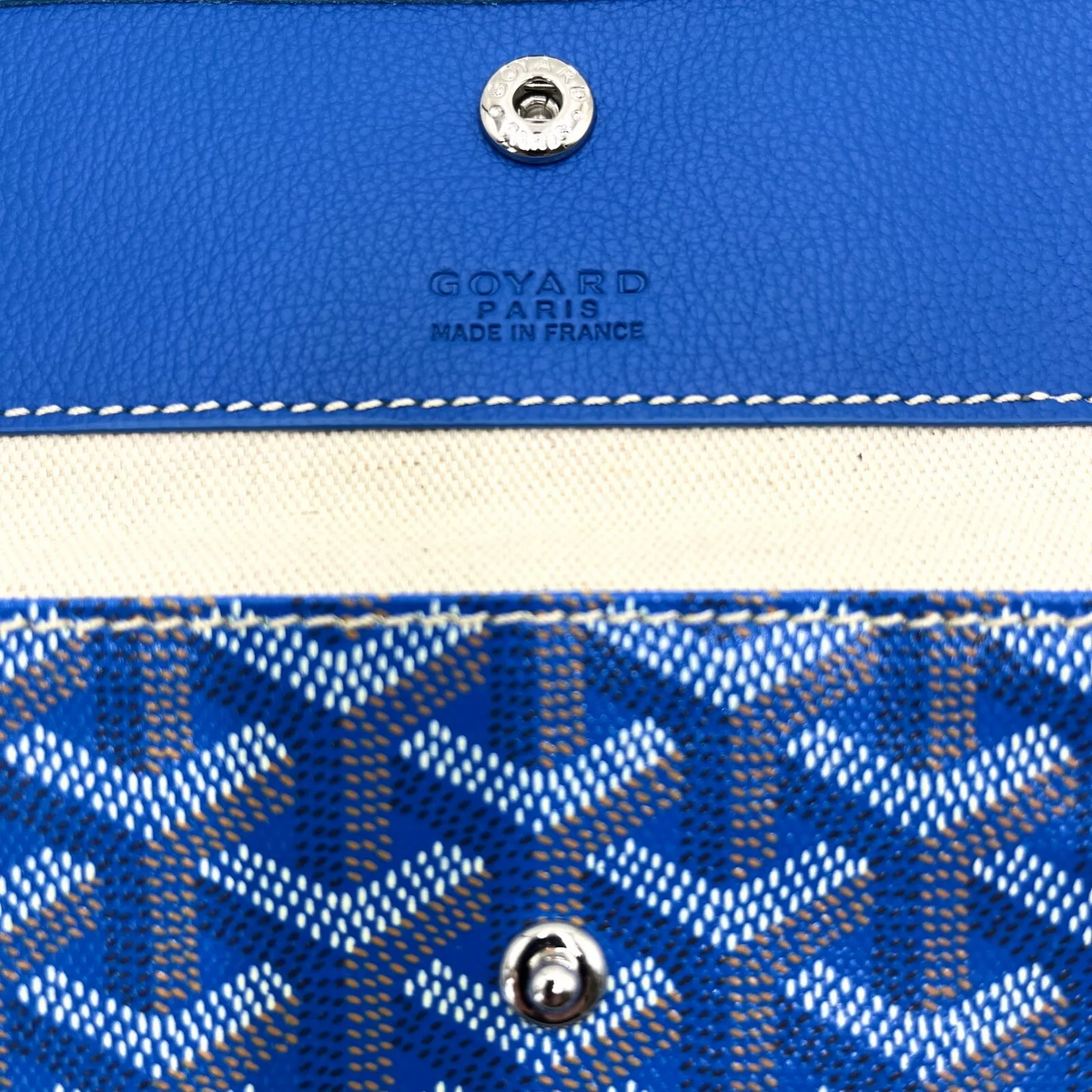 GOYARD Saint Louis Pochette Blue Canvas Leather Pouch Wallet