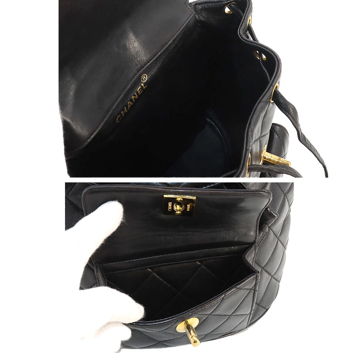 CHANEL Matelasse Chain Backpack Leather Black duma Purse Vintage