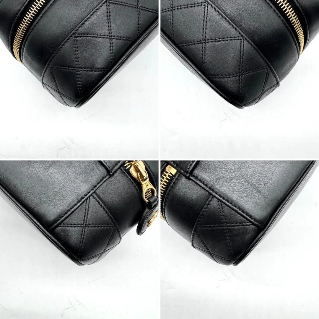 Chanel MATRASSE Vanity Bag Coco Mark Bicolore Lambskin Black Women’s