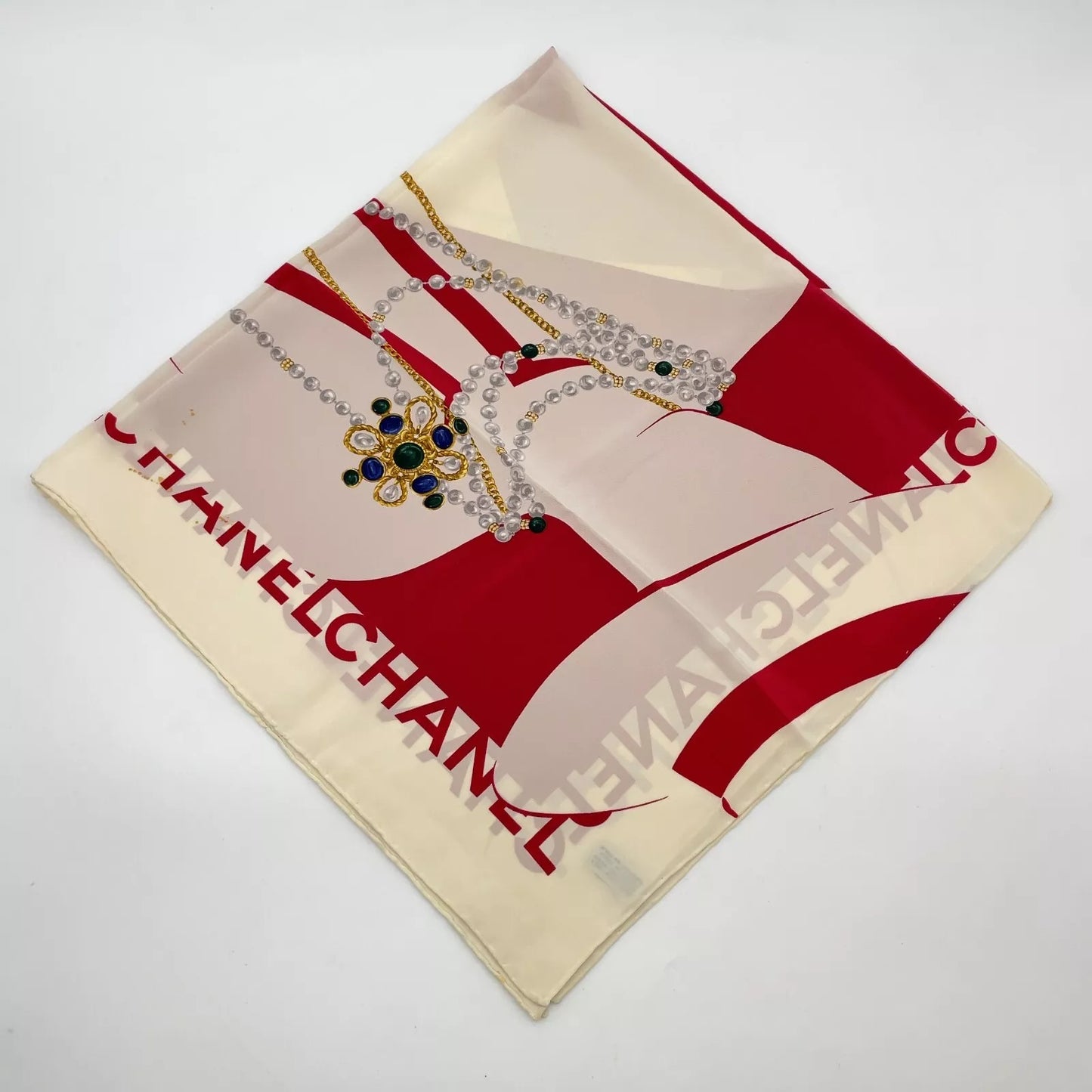 CHANEL Mademoiselle silhouette Silk Scarf W/Paper Case