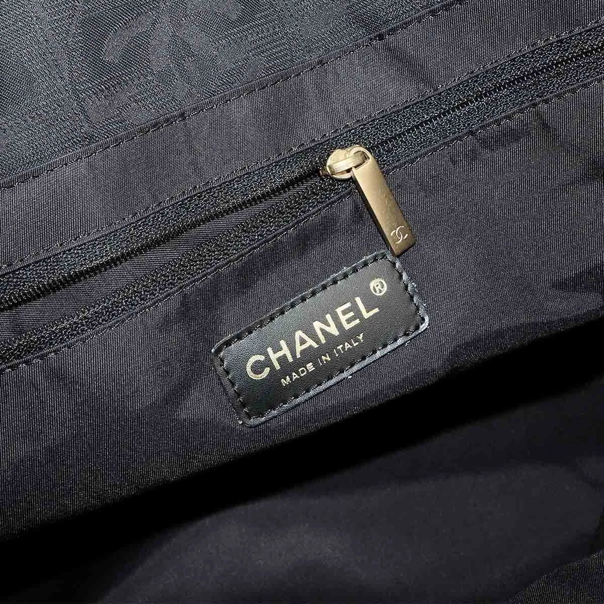 CHANEL New Travel Line Tote MM Bag Nylon Jacquard Leather Black A15991