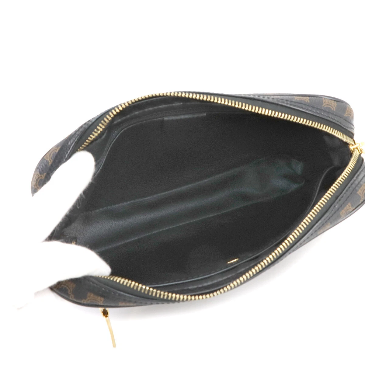 CELINE Macadam Clutch Bag Pouch Leather PVC Black Brown Vintage