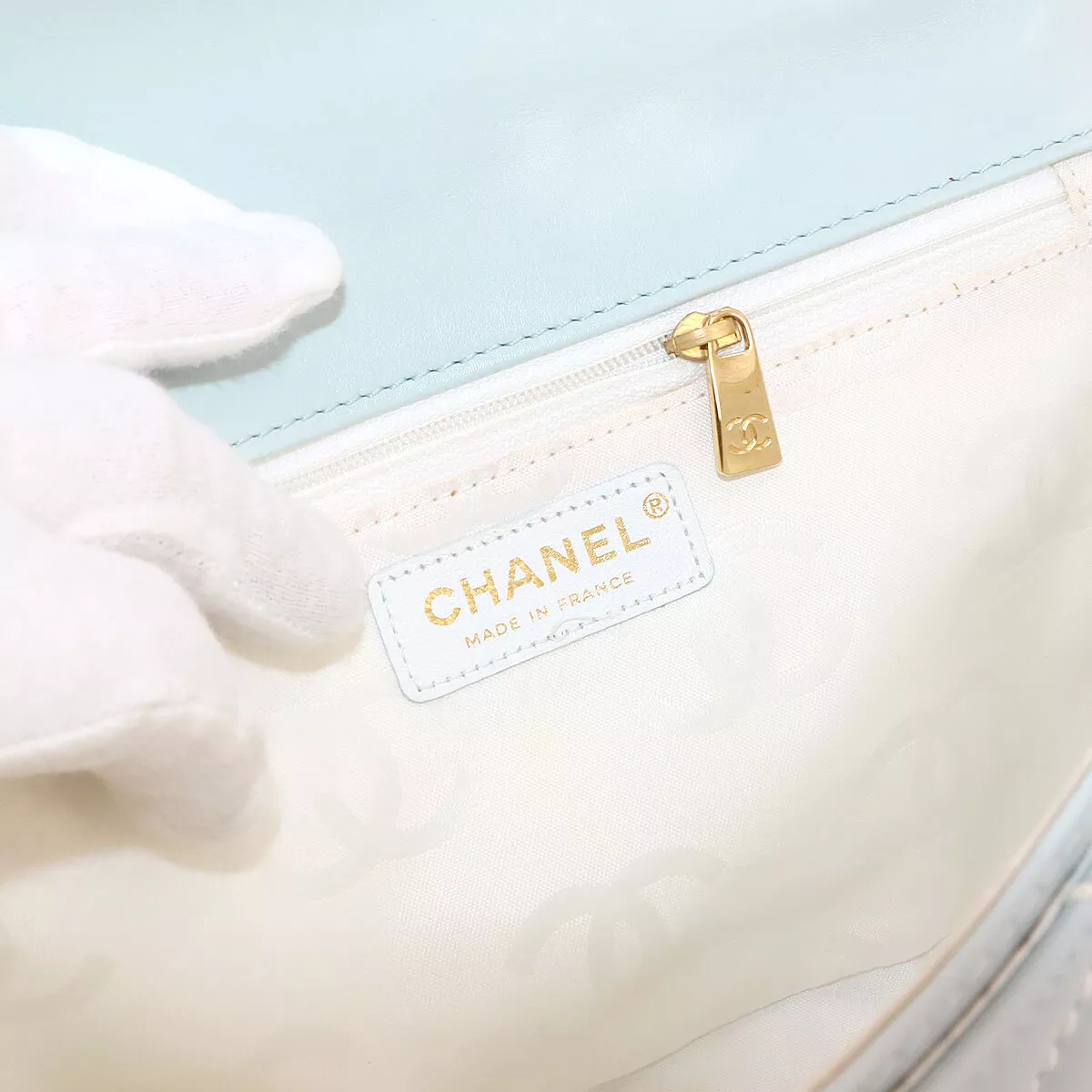 CHANEL Matelasse Wild Stitch Hand Bag Leather Light Blue
