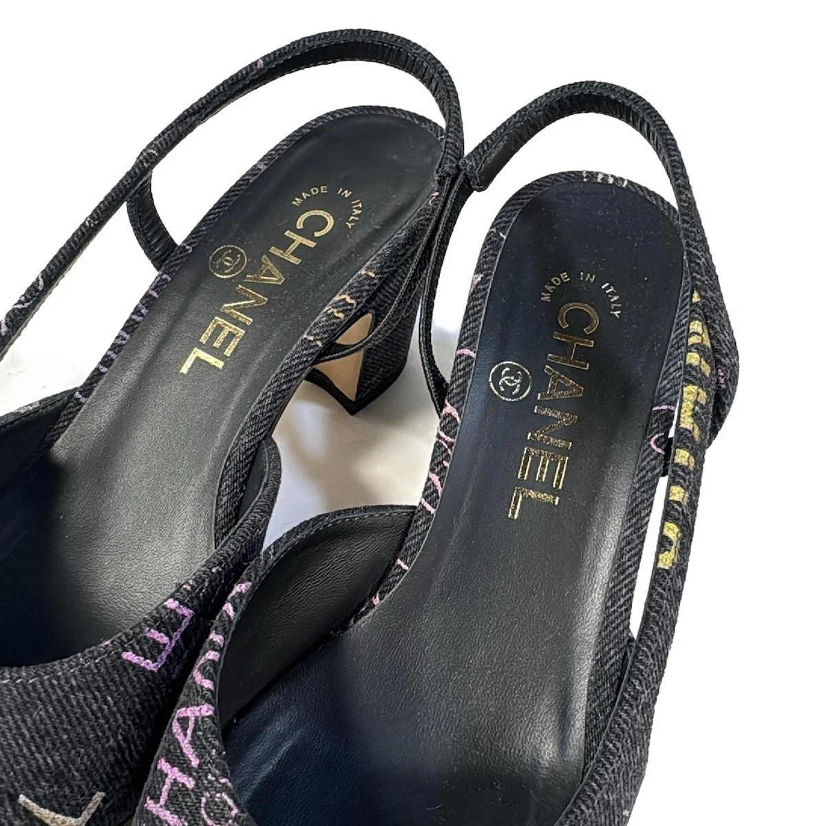 CHANEL Dark Gray Multi Denim Women's Sandals