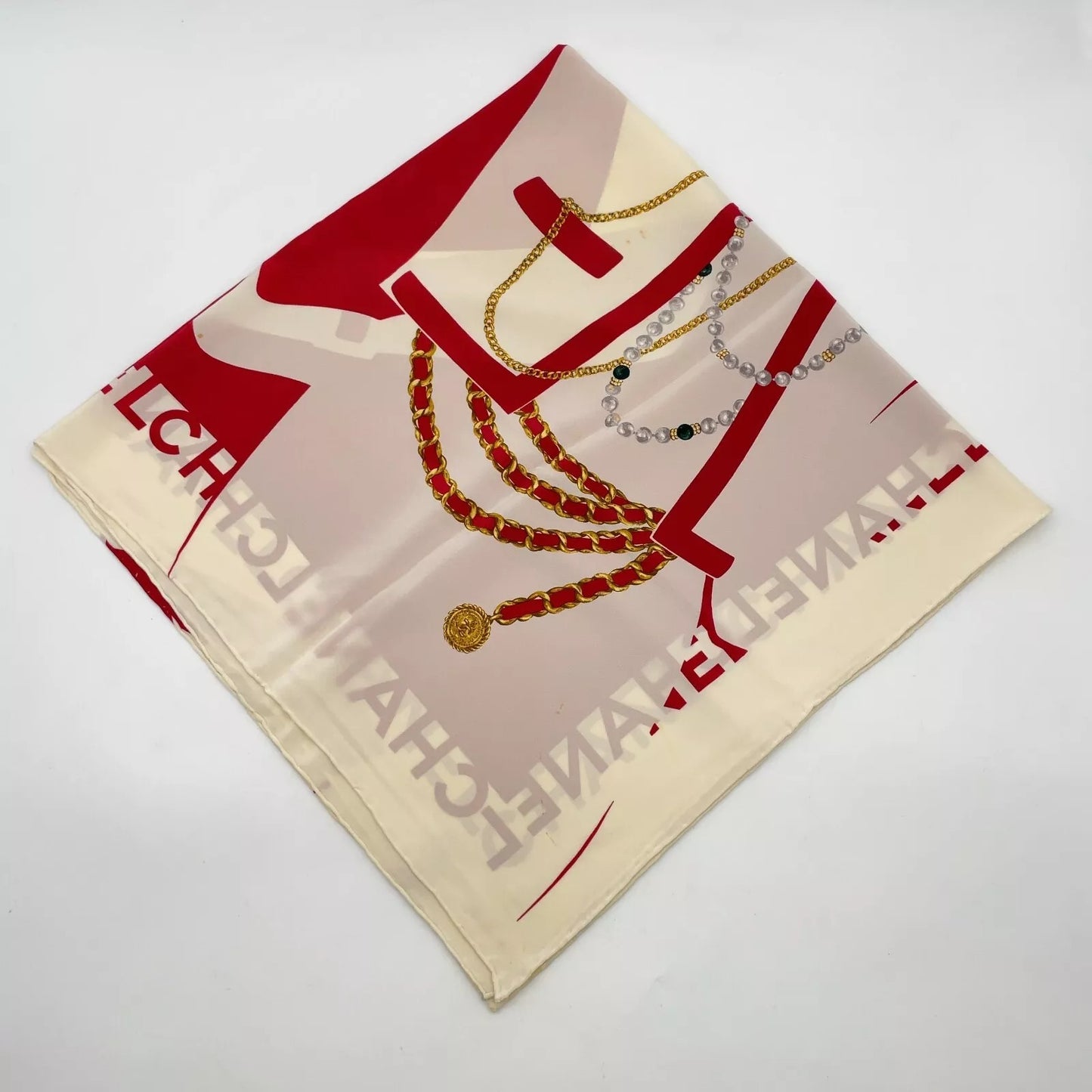 CHANEL Mademoiselle silhouette Silk Scarf W/Paper Case