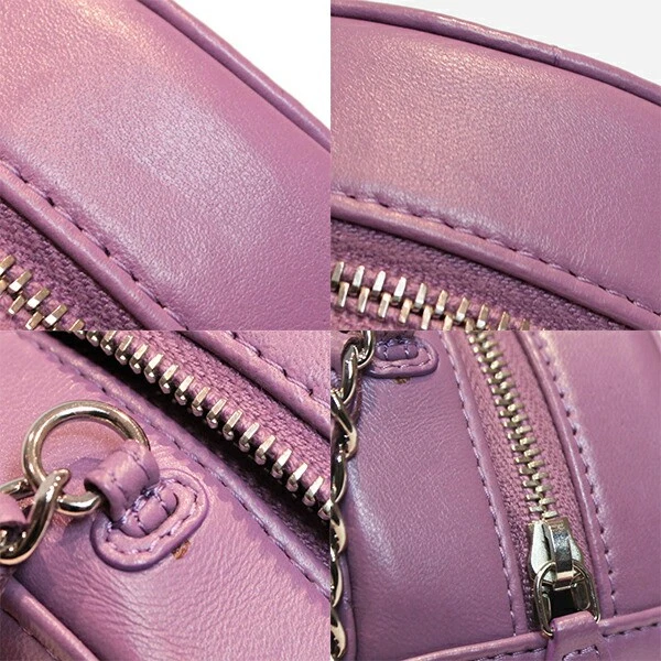 Chanel Matelasse Round Chain Shoulder Bag Lambskin Purple
