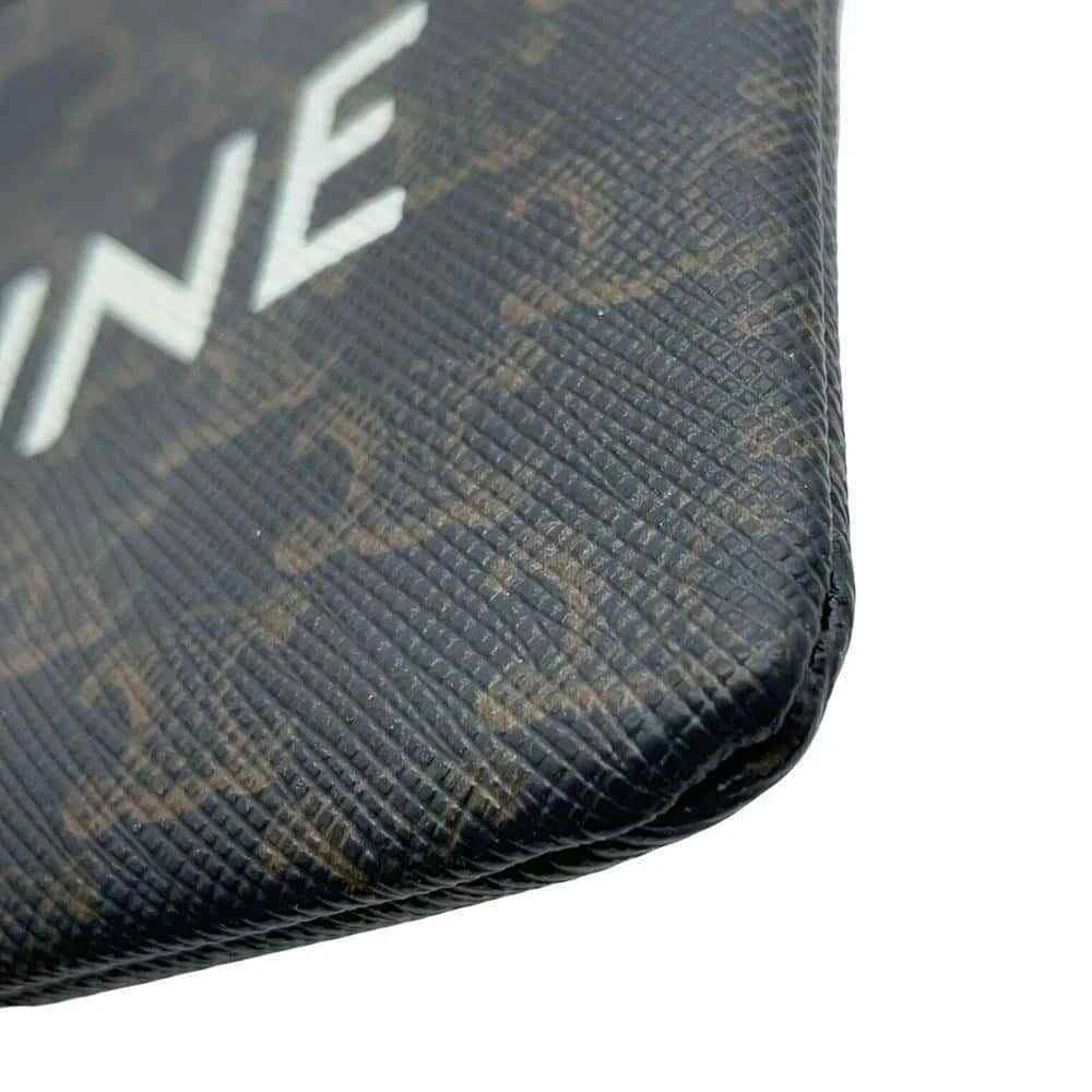 CELINE Triomphe Coin & Card Pouch PVC Coated Canvas Black