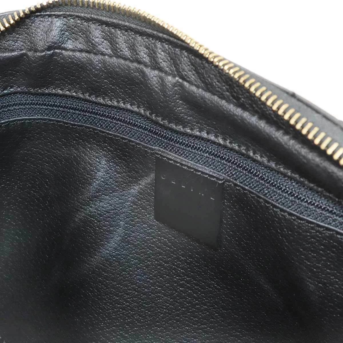 CELINE Macadam Clutch Bag Pouch Leather PVC Black Brown Vintage