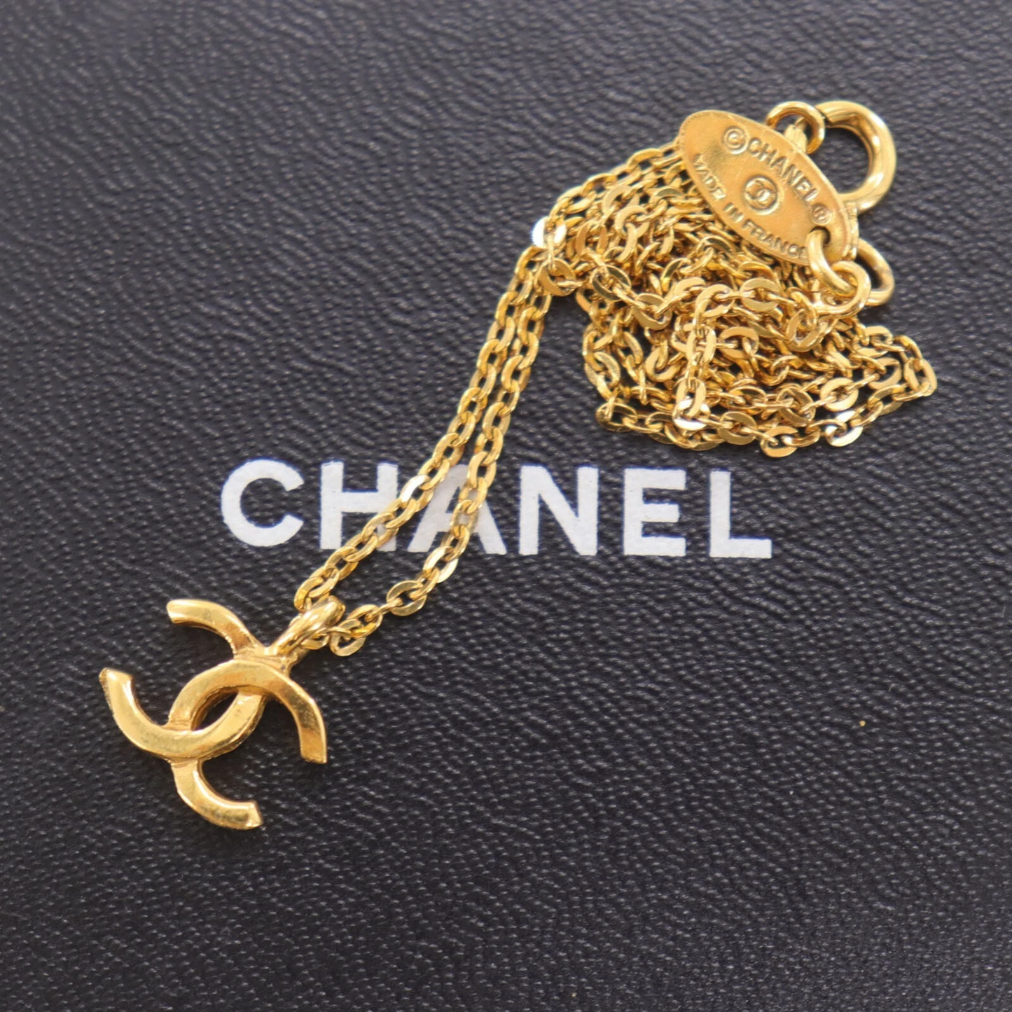 CHANEL Used CC Logos Gold Plated Chain Necklace 376 Vintage