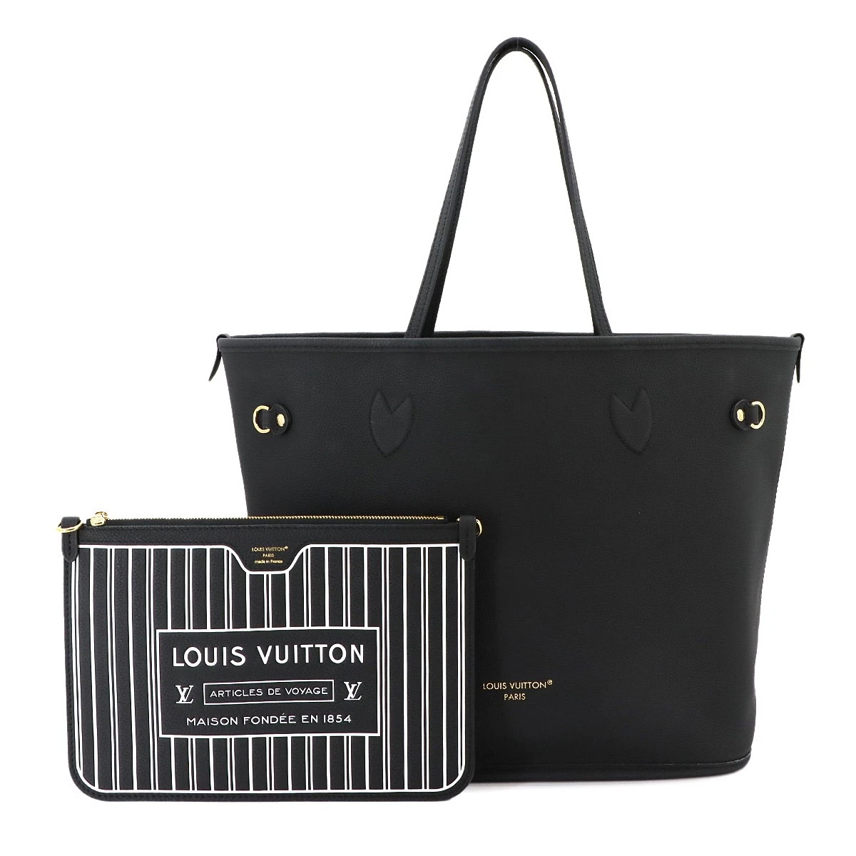 LOUIS VUITTON Neverfull Inside Out MM Tote Bag Leather Noir