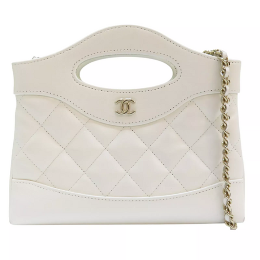 CHANEL 31 31 Nano Shoulder Handbag Calfskin White