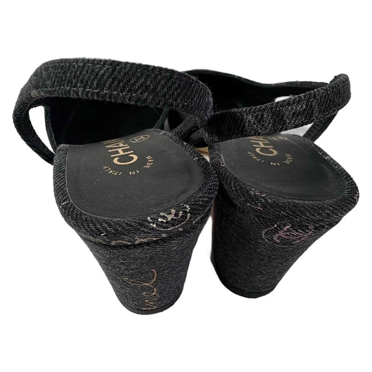 CHANEL Dark Gray Multi Denim Women's Sandals