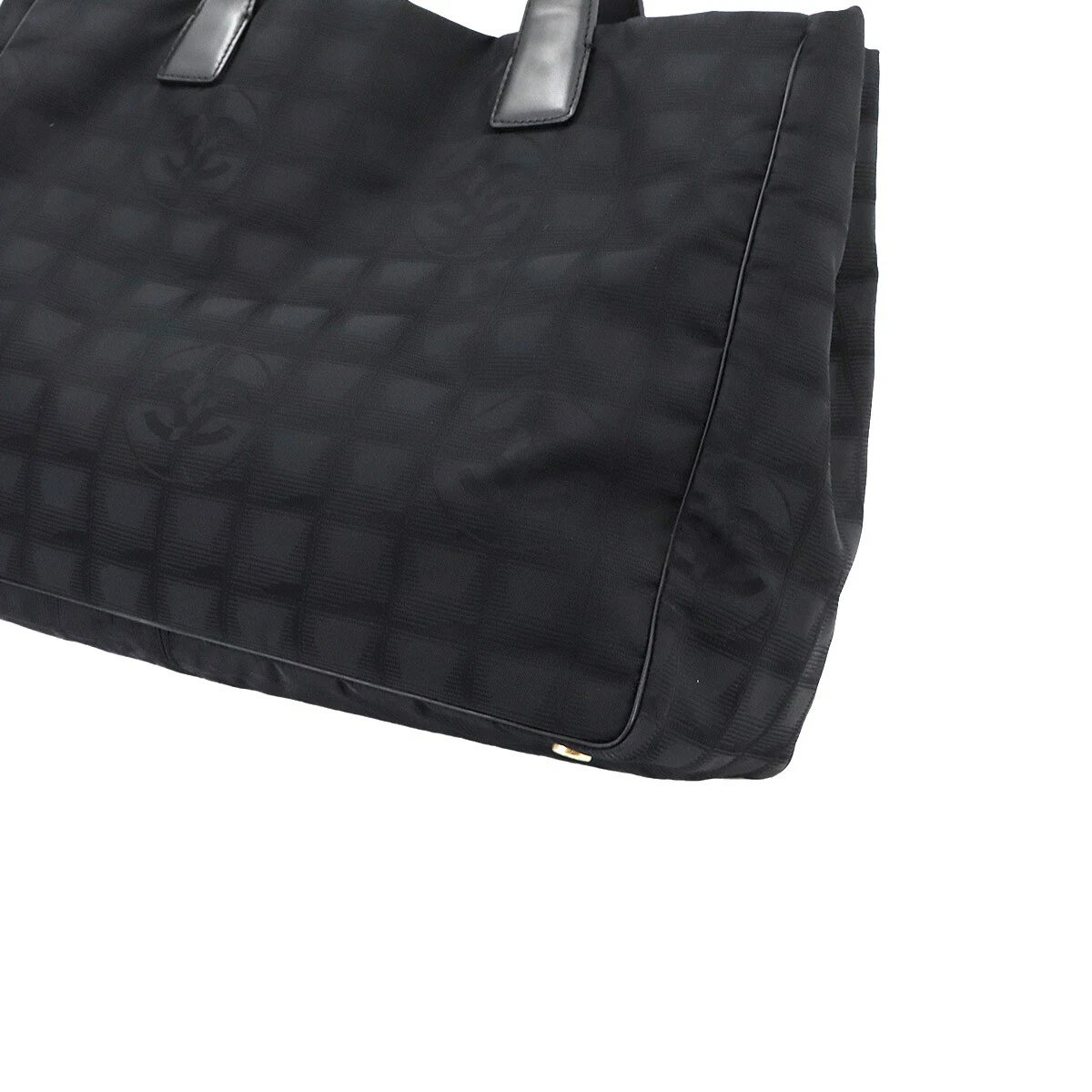 CHANEL New Travel Line Tote MM Bag Nylon Jacquard Leather Black A15991