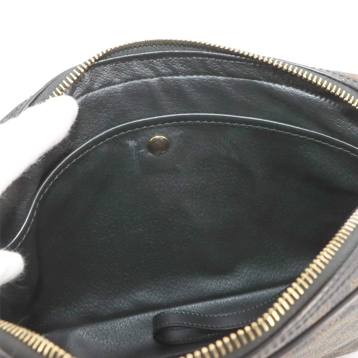 CELINE Macadam Clutch Bag Pouch Leather PVC Black Brown Vintage