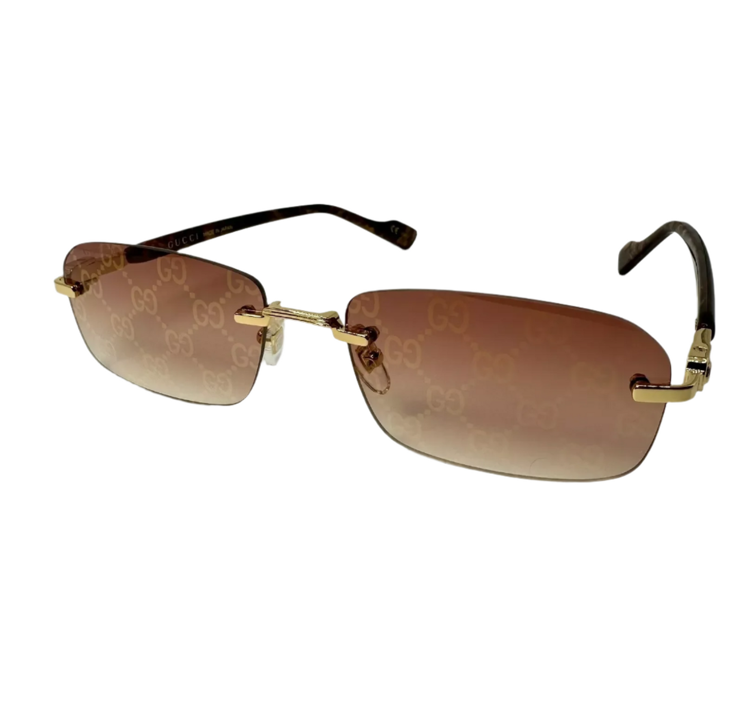 Gucci Sunglasses GG 1221S 004 Gold with Red Gradient Logo Lens