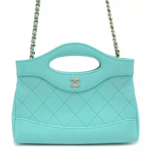 CHANEL CHANEL31 Mini Shopping Bag Calf Leather Turquise Blue