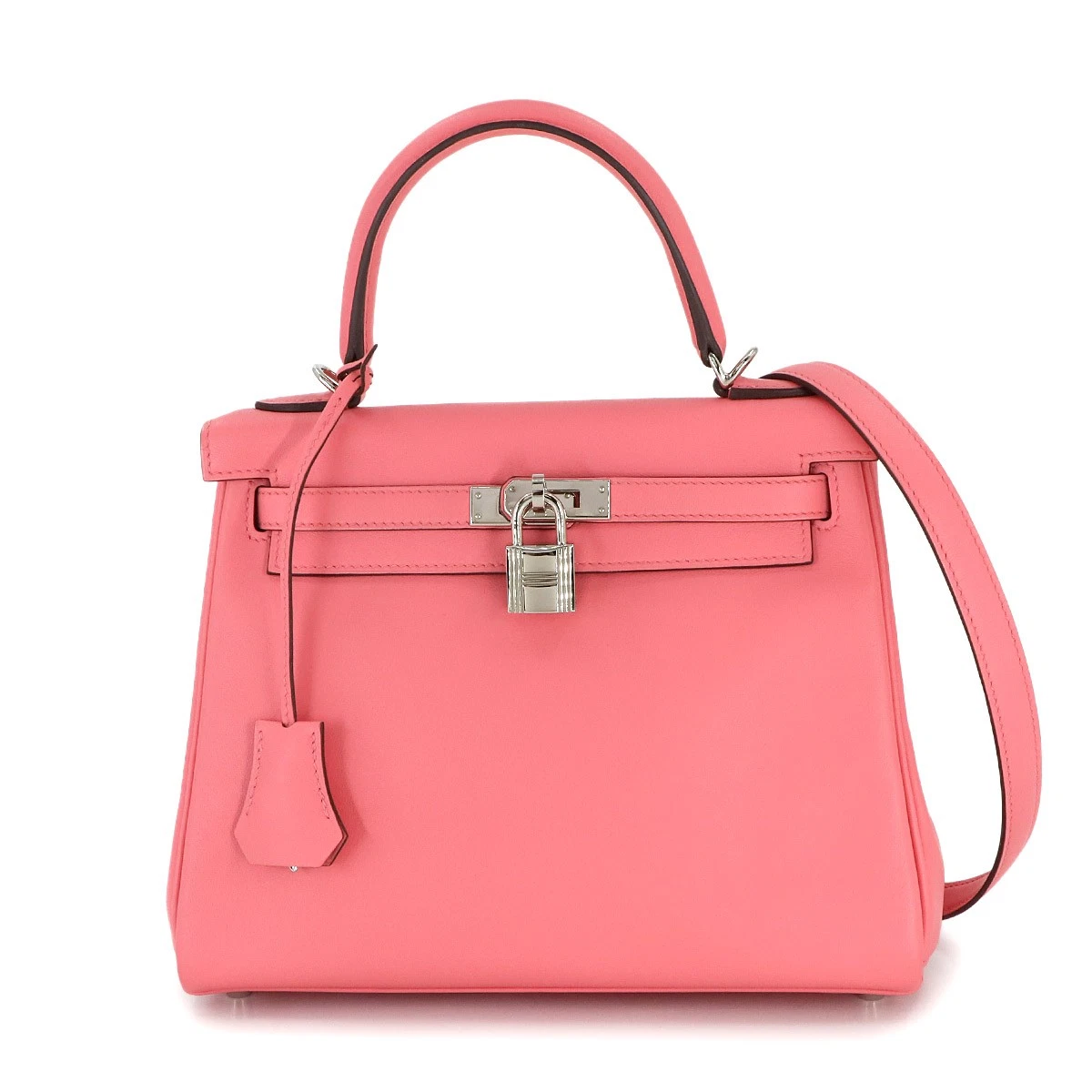 HERMES Kelly 25 2way Hand Shoulder Bag Swift Leather Rose Dete Pink