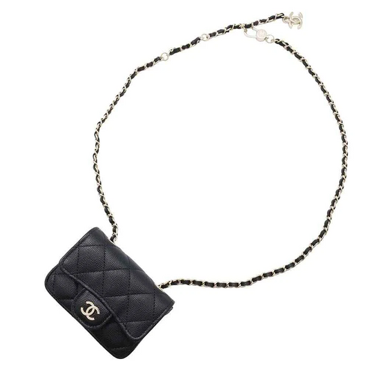 CHANEL Matelasse Belt Bag Calfskin Black