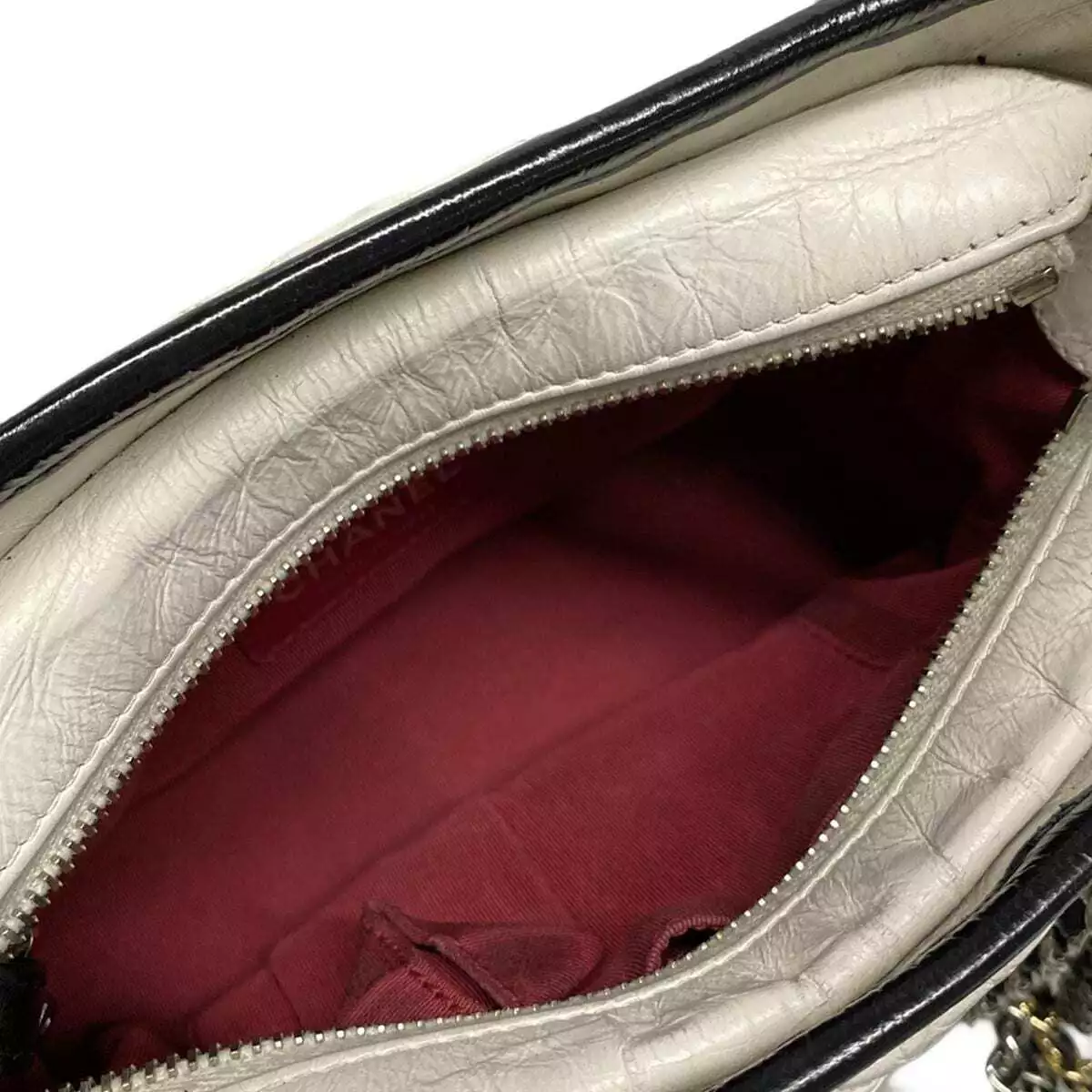 CHANEL Gabrielle de Chanel Small Hobo Bag White Black Aged Calfskin