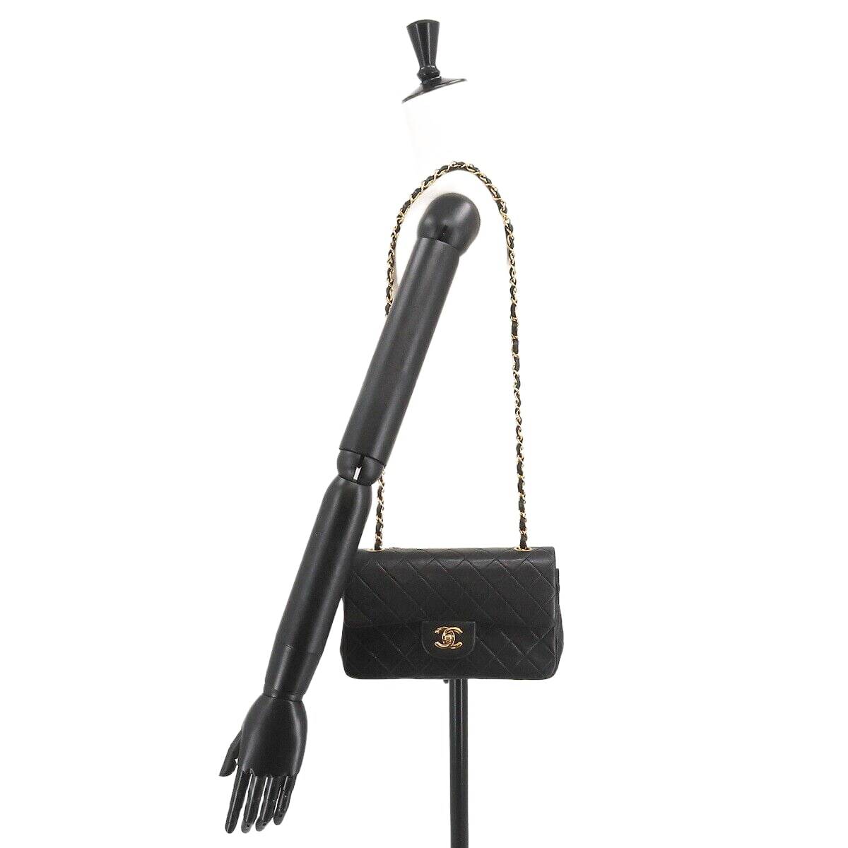 CHANEL Matelasse 23 Chain Shoulder Bag Leather Black Purse