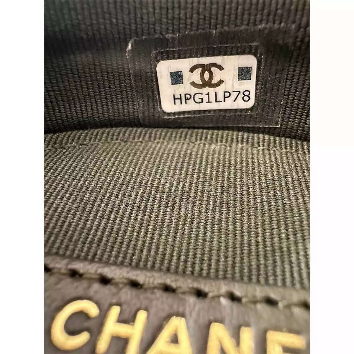 CHANEL 19 Round Clutch Chain Shoulder Bag Leather Khaki Purse