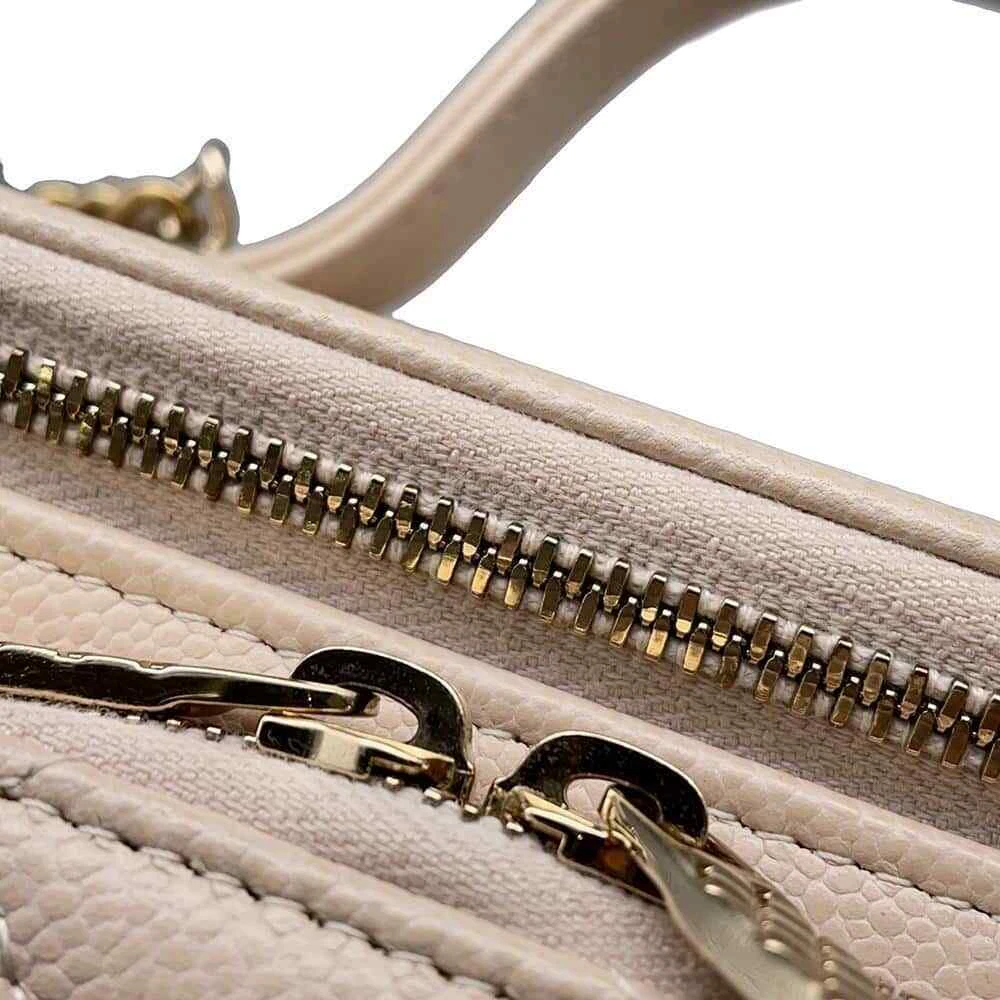 CHANEL Matelasse 2WAY Chain Vanity Bag Calfskin Beige