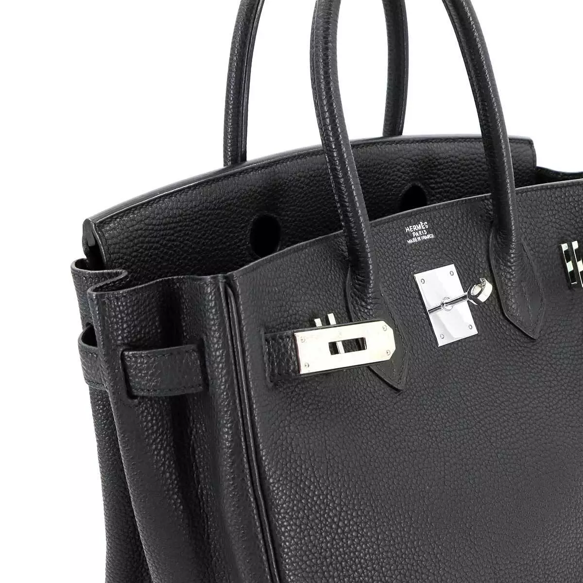 HERMES Birkin 30 Hand Bag Togo Leather Black Purse