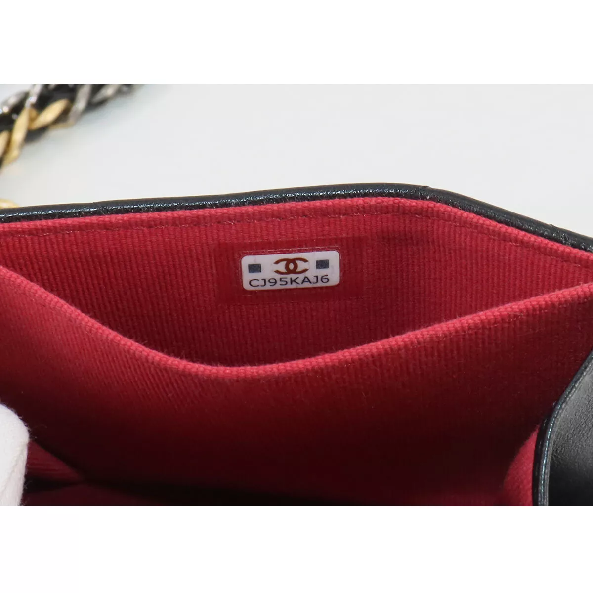 CHANEL 19 Flap Coin Purse Chain Coin Case Leather Black