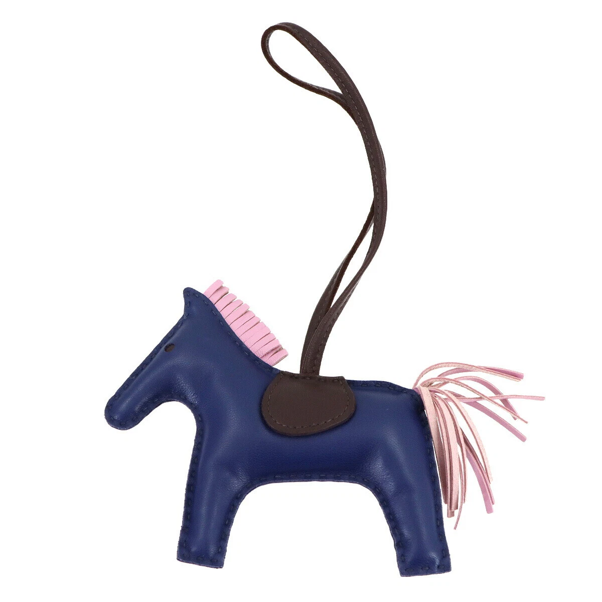 HERMES Rodeo MM Bag Charm Agneau Milo Bleu Saphir Mauve Sylvestre