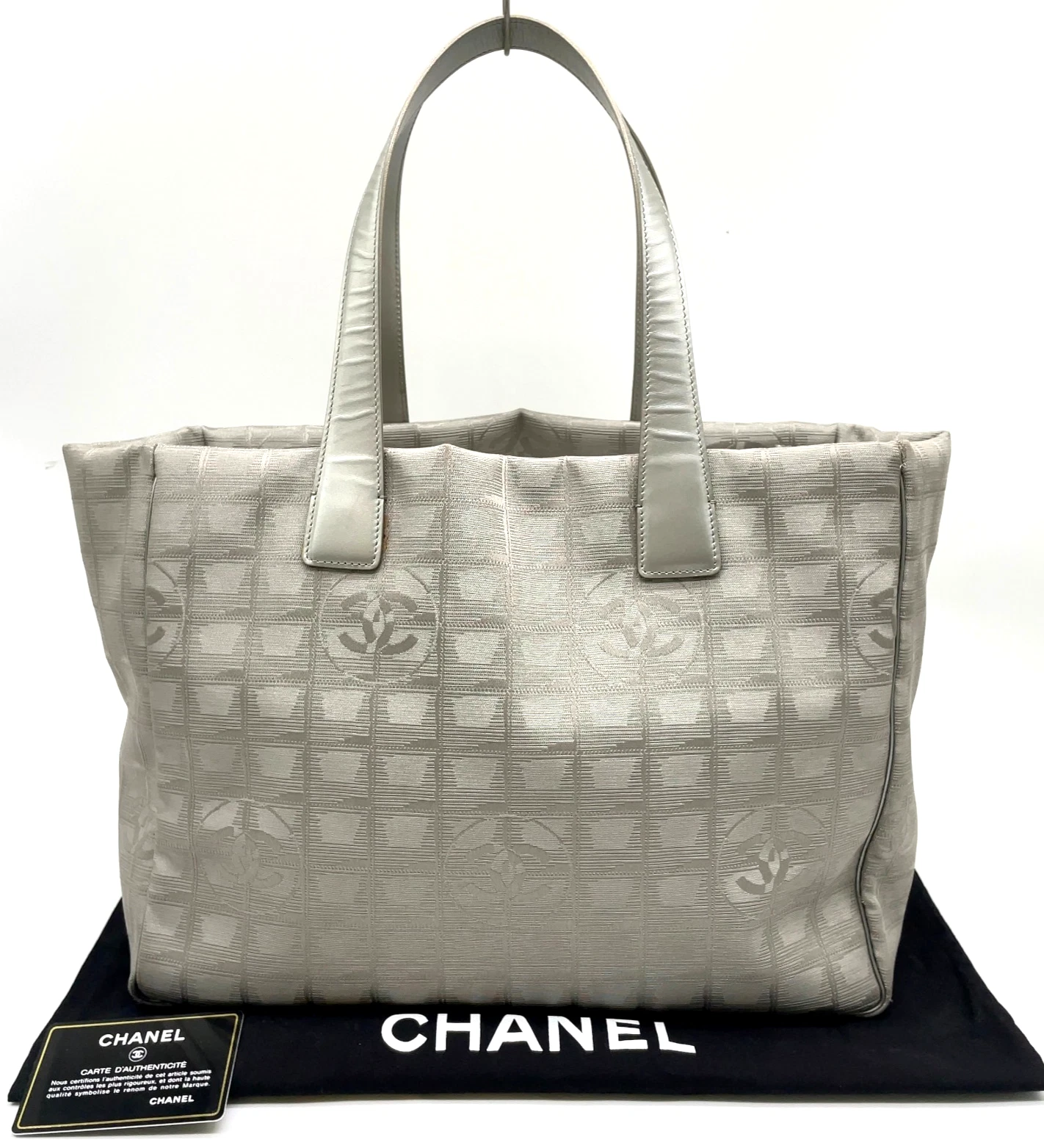 Chanel New Travel Line Silver Nylon & Leather Tote Bag
