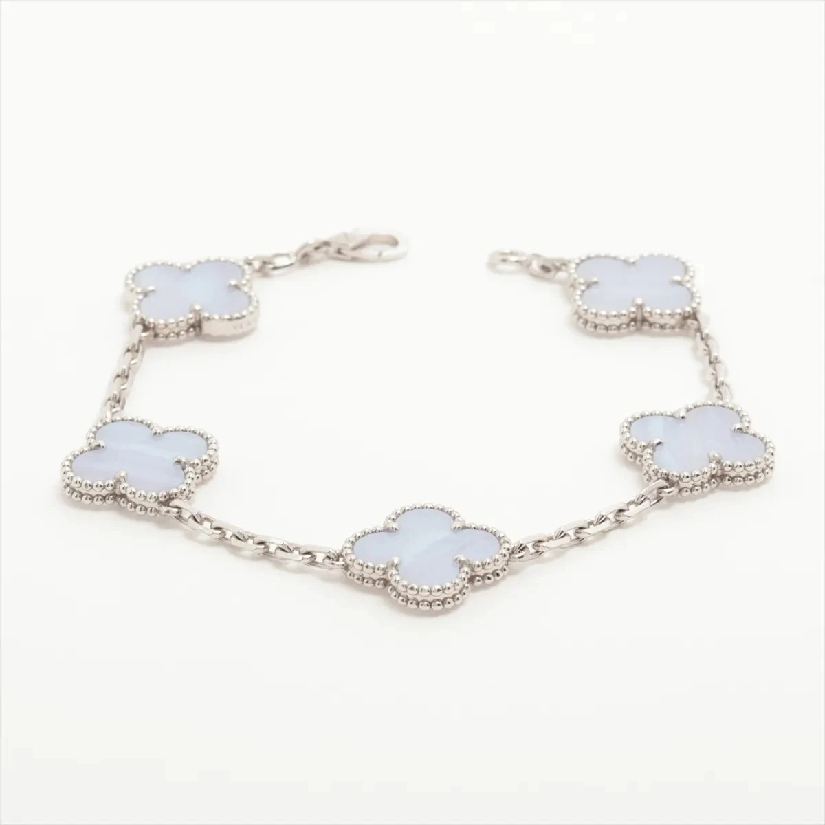 Van Cleef & Arpels Vintage Alhambra 5P Chalcedony Bracelet 750(WG) 11.4g