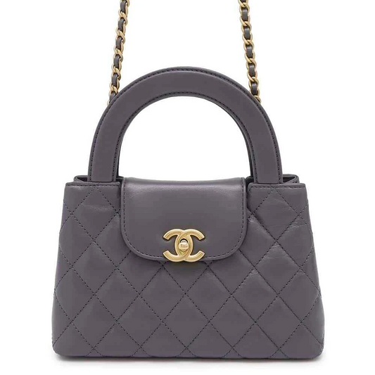 CHANEL Mini Shopping Bag Size Mini Calf Leather Gray