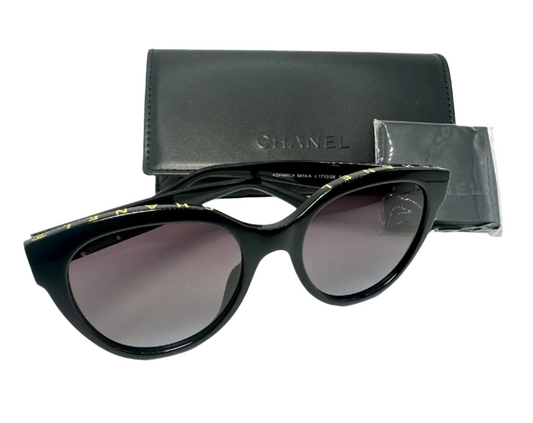 CHANEL Sunglasses 5414-A C. 1712/S6 Black w/ Gold CHANEL Logo