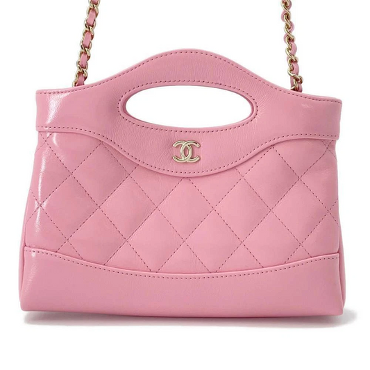 CHANEL CHANEL31 Chain Shoulder Bag Size Mini Shiny Calf Leather Pink