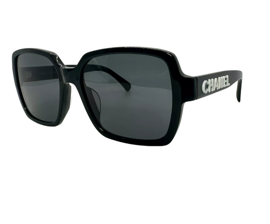 CHANEL Sunglasses Black With White Logo CH5408 C.1026/S4