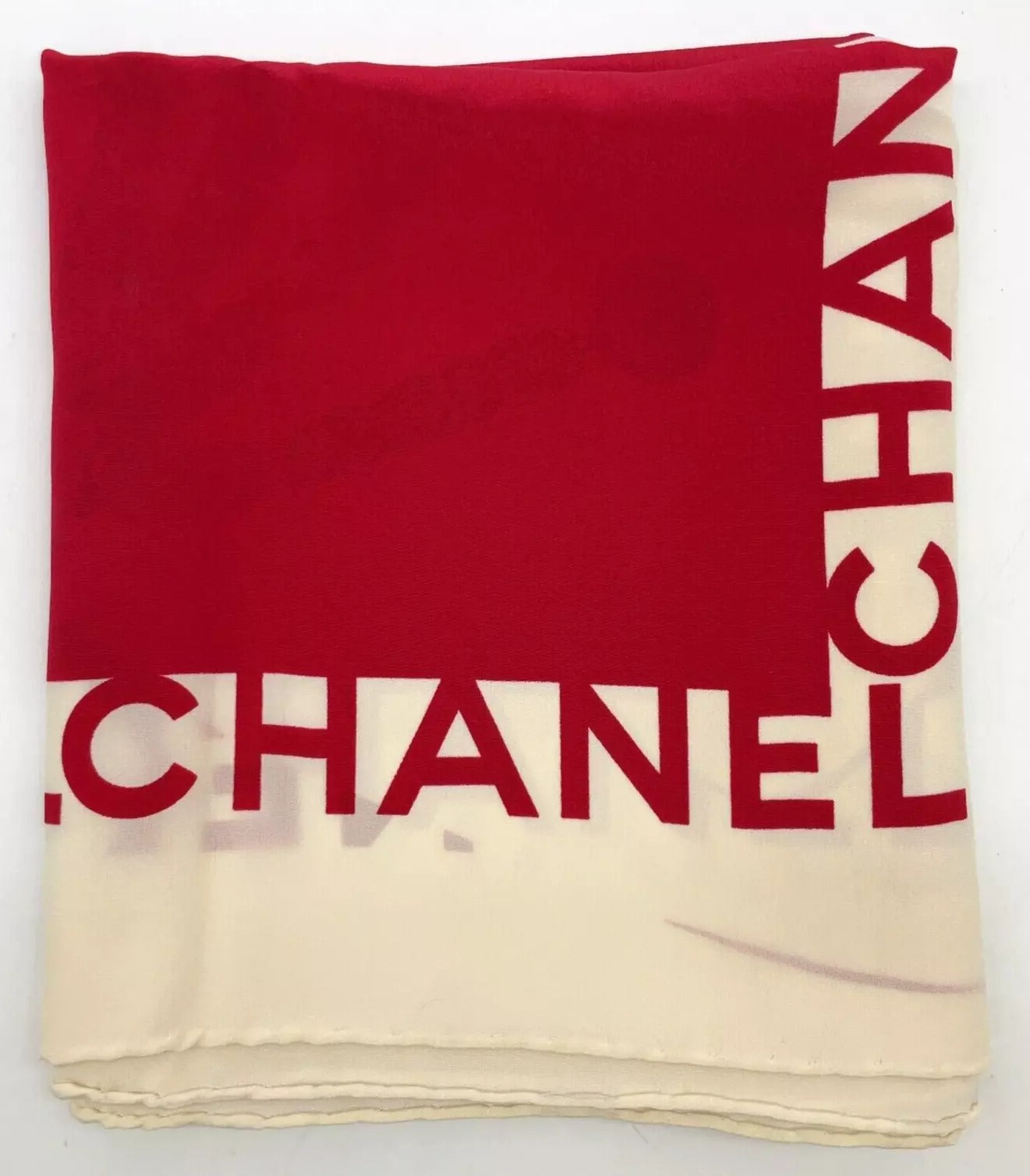 CHANEL Mademoiselle silhouette Silk Scarf W/Paper Case